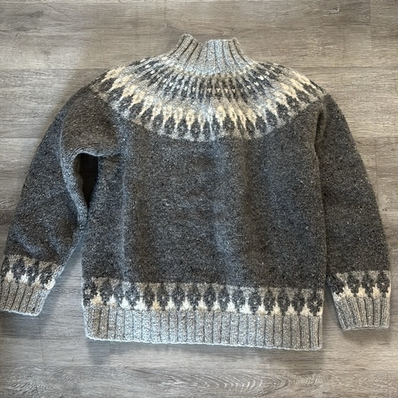 Lauren Ralph Lauren Gray white fair isle hand knit wool alpaca Sweater - large - Picture 6 of 8